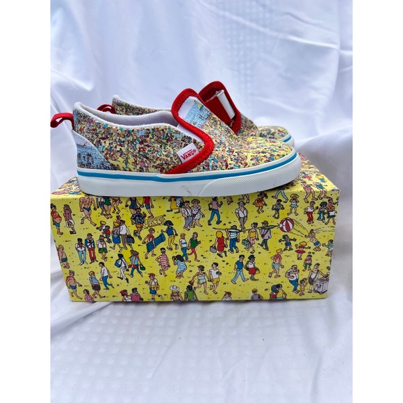 Vans Other - Vans x Where's Waldo Toddler Slip-On V Beach Sneakers Multi Red Size 10.0